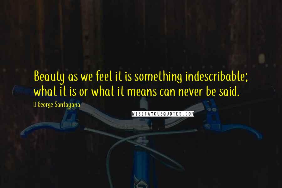 George Santayana Quotes: Beauty as we feel it is something indescribable; what it is or what it means can never be said.