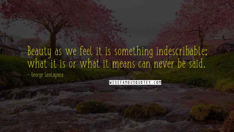 George Santayana Quotes: Beauty as we feel it is something indescribable; what it is or what it means can never be said.