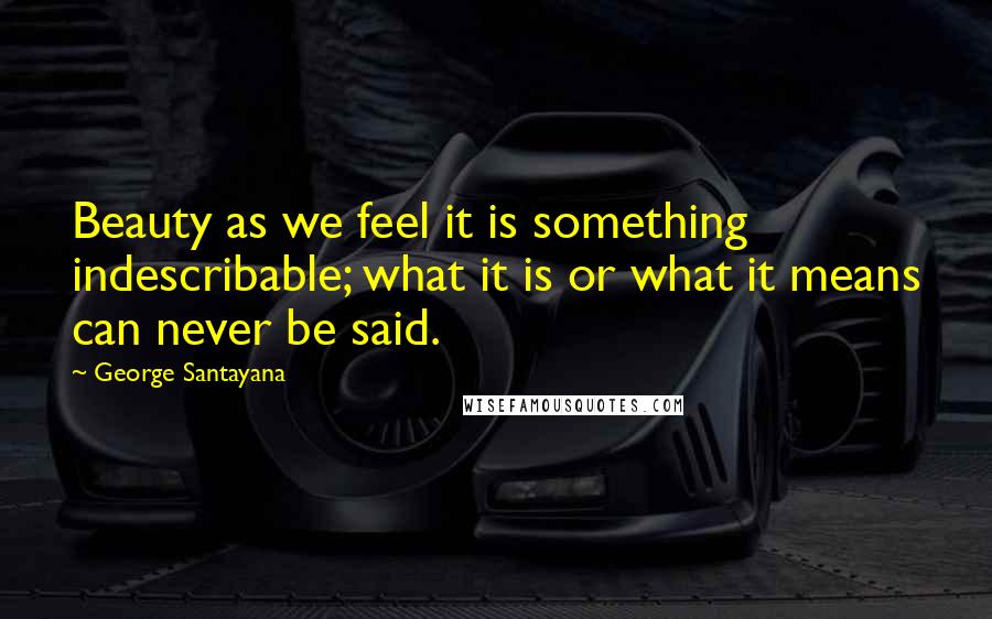 George Santayana Quotes: Beauty as we feel it is something indescribable; what it is or what it means can never be said.