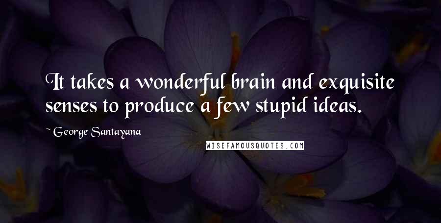 George Santayana Quotes: It takes a wonderful brain and exquisite senses to produce a few stupid ideas.