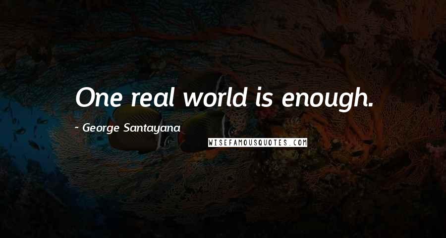 George Santayana Quotes: One real world is enough.