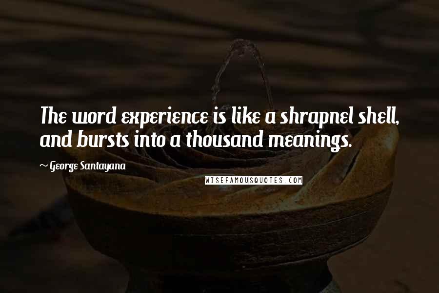 George Santayana Quotes: The word experience is like a shrapnel shell, and bursts into a thousand meanings.