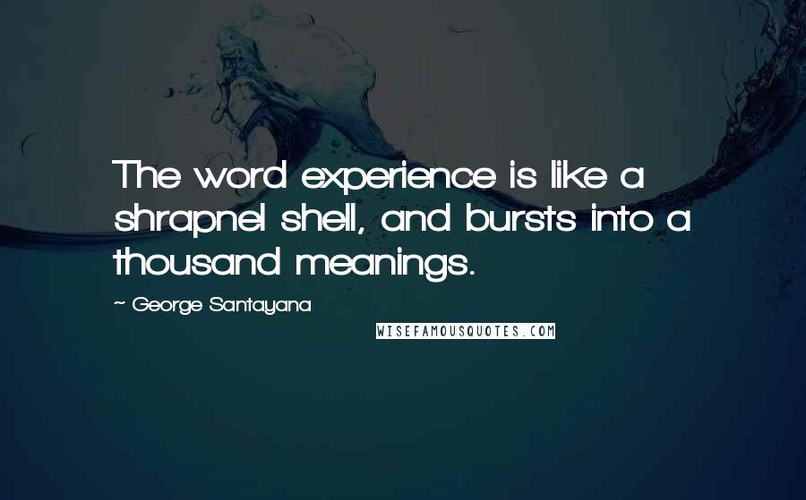 George Santayana Quotes: The word experience is like a shrapnel shell, and bursts into a thousand meanings.
