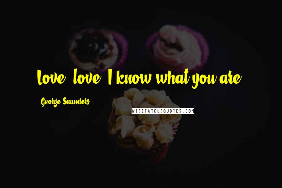 George Saunders Quotes: Love, love, I know what you are.