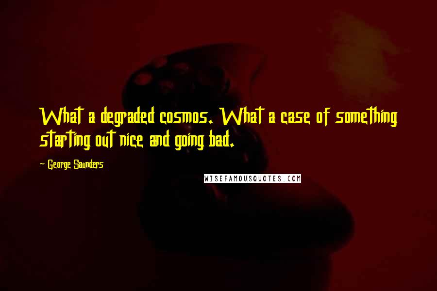 George Saunders Quotes: What a degraded cosmos. What a case of something starting out nice and going bad.