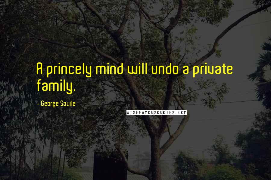 George Savile Quotes: A princely mind will undo a private family.