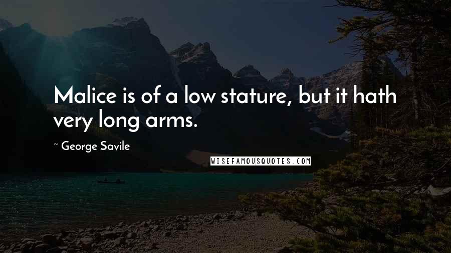 George Savile Quotes: Malice is of a low stature, but it hath very long arms.