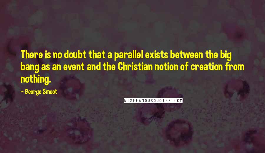 George Smoot Quotes: There is no doubt that a parallel exists between the big bang as an event and the Christian notion of creation from nothing.