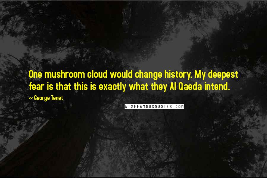 George Tenet Quotes: One mushroom cloud would change history. My deepest fear is that this is exactly what they Al Qaeda intend.