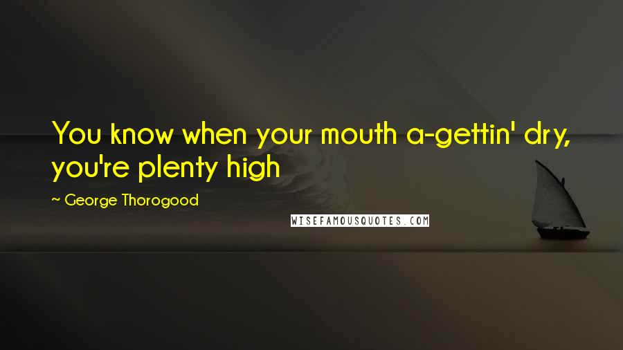 George Thorogood Quotes: You know when your mouth a-gettin' dry, you're plenty high
