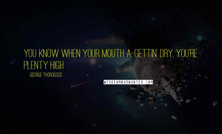 George Thorogood Quotes: You know when your mouth a-gettin' dry, you're plenty high