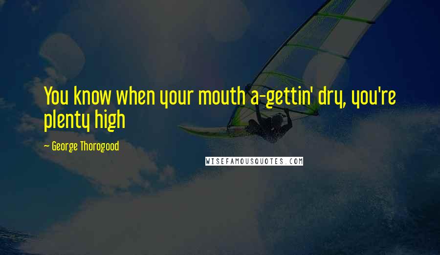 George Thorogood Quotes: You know when your mouth a-gettin' dry, you're plenty high