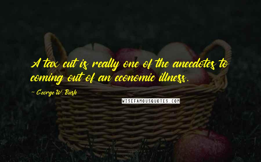 George W. Bush Quotes: A tax cut is really one of the anecdotes to coming out of an economic illness.