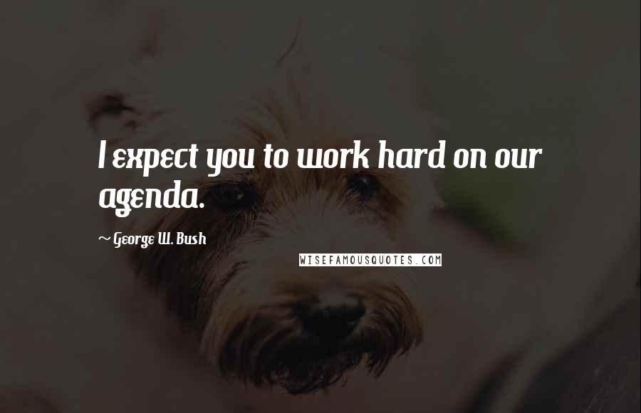 George W. Bush Quotes: I expect you to work hard on our agenda.