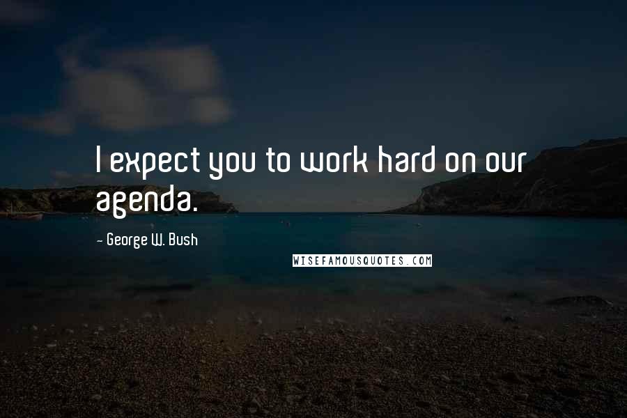 George W. Bush Quotes: I expect you to work hard on our agenda.
