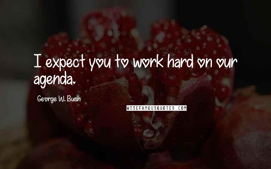 George W. Bush Quotes: I expect you to work hard on our agenda.
