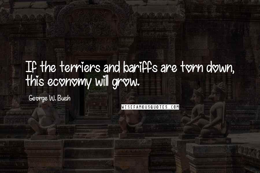 George W. Bush Quotes: If the terriers and bariffs are torn down, this economy will grow.