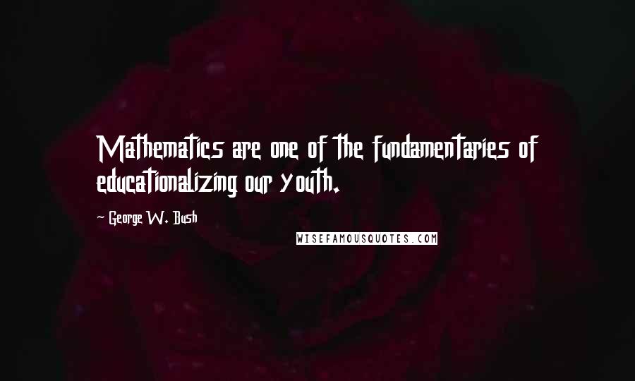 George W. Bush Quotes: Mathematics are one of the fundamentaries of educationalizing our youth.