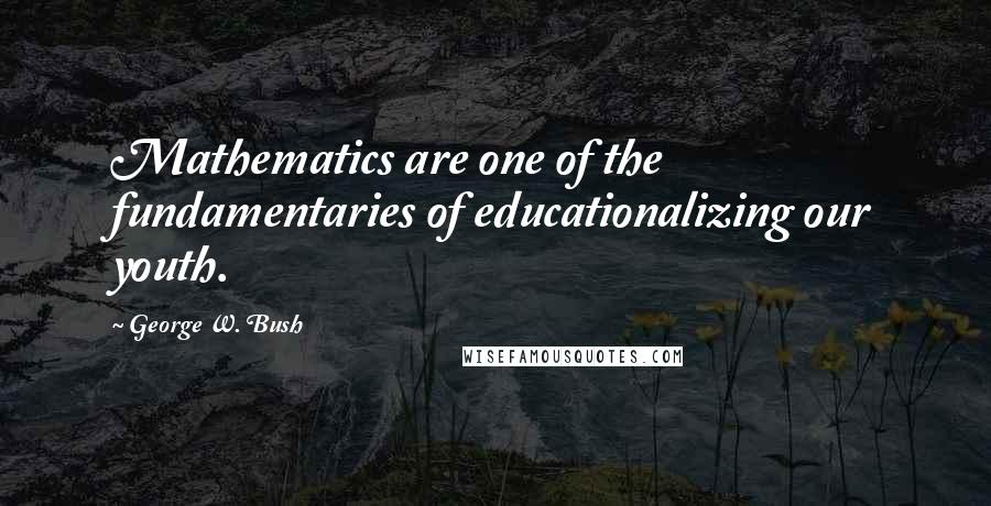 George W. Bush Quotes: Mathematics are one of the fundamentaries of educationalizing our youth.