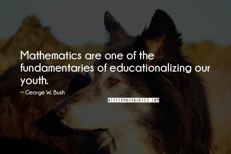 George W. Bush Quotes: Mathematics are one of the fundamentaries of educationalizing our youth.