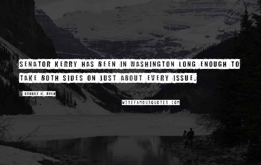 George W. Bush Quotes: Senator Kerry has been in Washington long enough to take both sides on just about every issue.