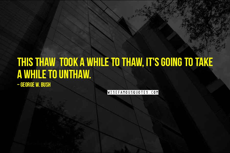 George W. Bush Quotes: This thaw took a while to thaw, it's going to take a while to unthaw.
