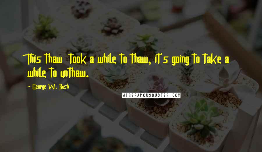 George W. Bush Quotes: This thaw took a while to thaw, it's going to take a while to unthaw.