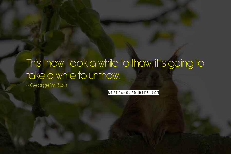 George W. Bush Quotes: This thaw took a while to thaw, it's going to take a while to unthaw.