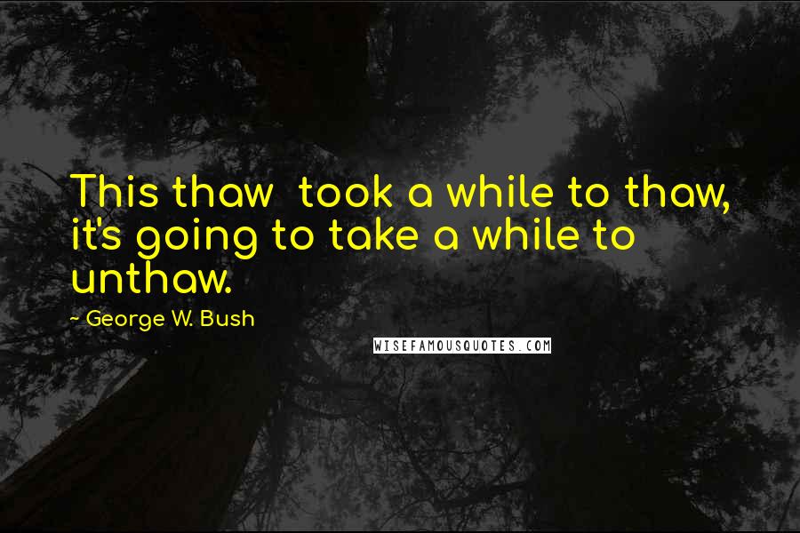 George W. Bush Quotes: This thaw took a while to thaw, it's going to take a while to unthaw.