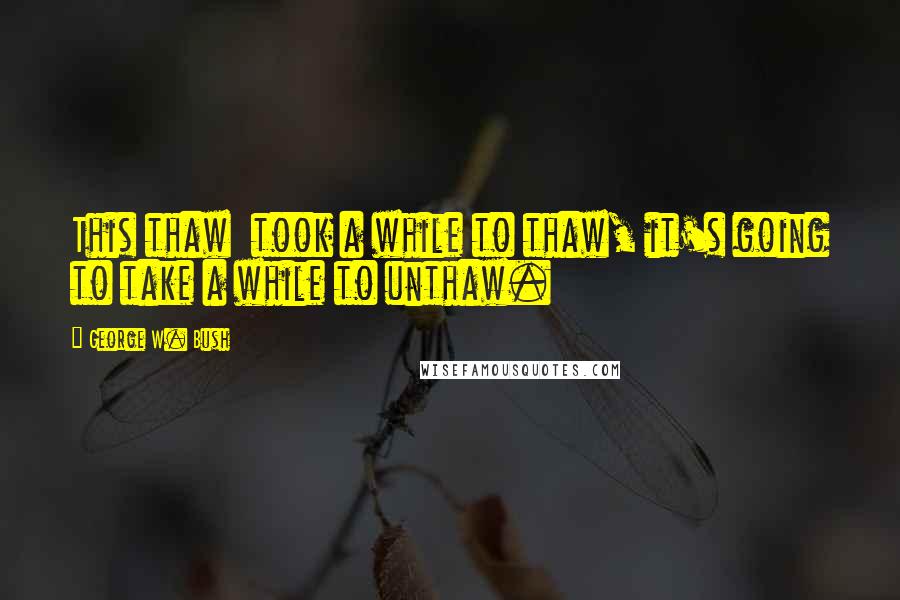 George W. Bush Quotes: This thaw took a while to thaw, it's going to take a while to unthaw.