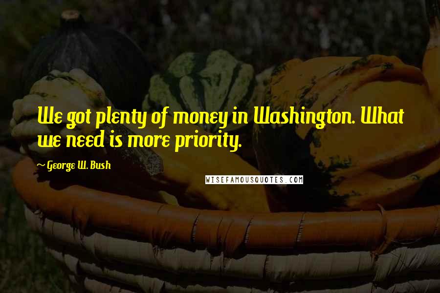 George W. Bush Quotes: We got plenty of money in Washington. What we need is more priority.