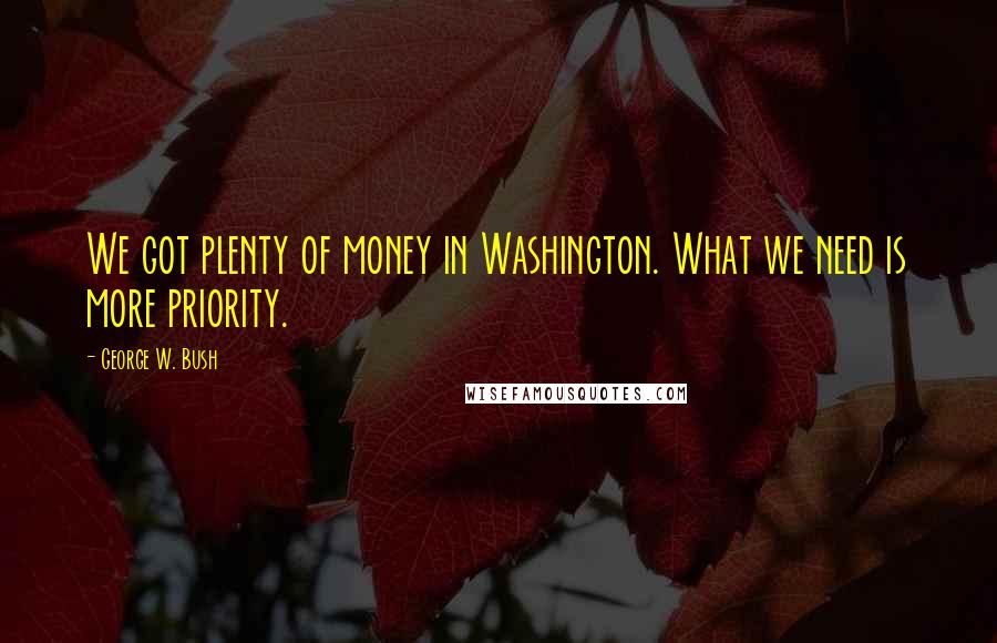 George W. Bush Quotes: We got plenty of money in Washington. What we need is more priority.