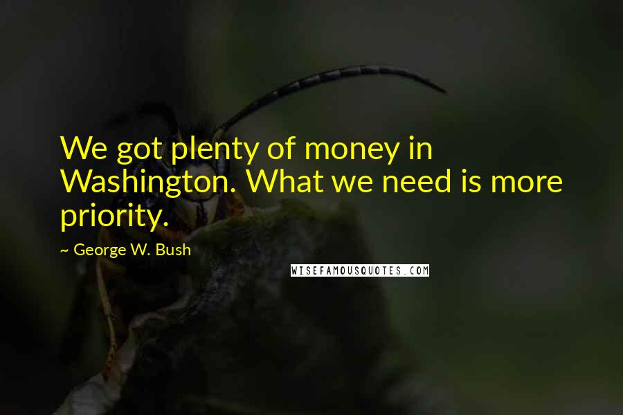 George W. Bush Quotes: We got plenty of money in Washington. What we need is more priority.