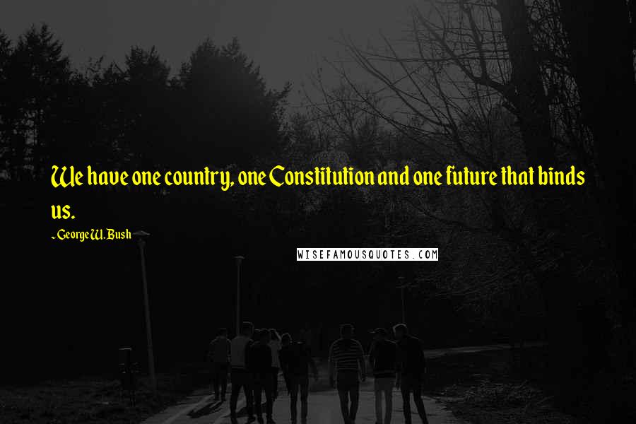 George W. Bush Quotes: We have one country, one Constitution and one future that binds us.