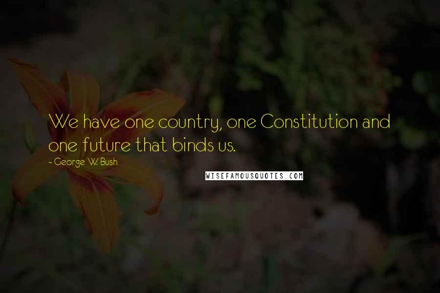 George W. Bush Quotes: We have one country, one Constitution and one future that binds us.