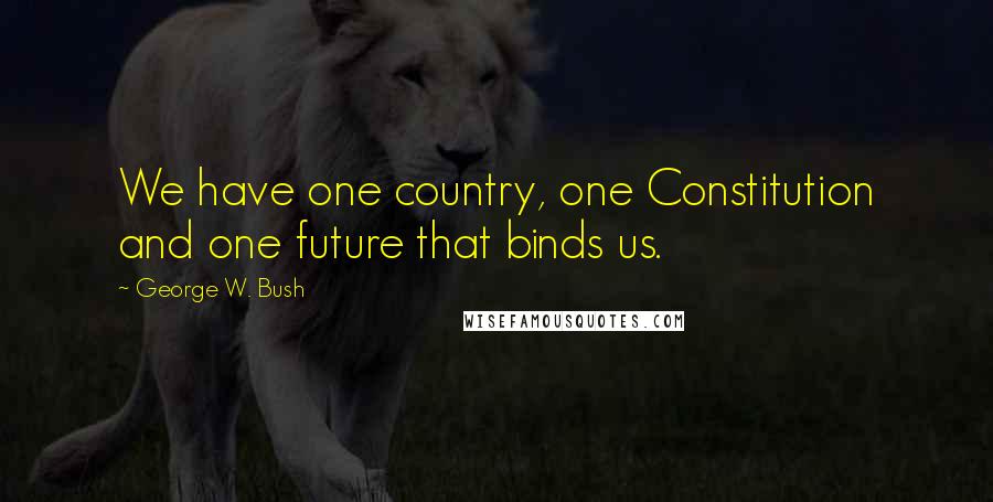 George W. Bush Quotes: We have one country, one Constitution and one future that binds us.