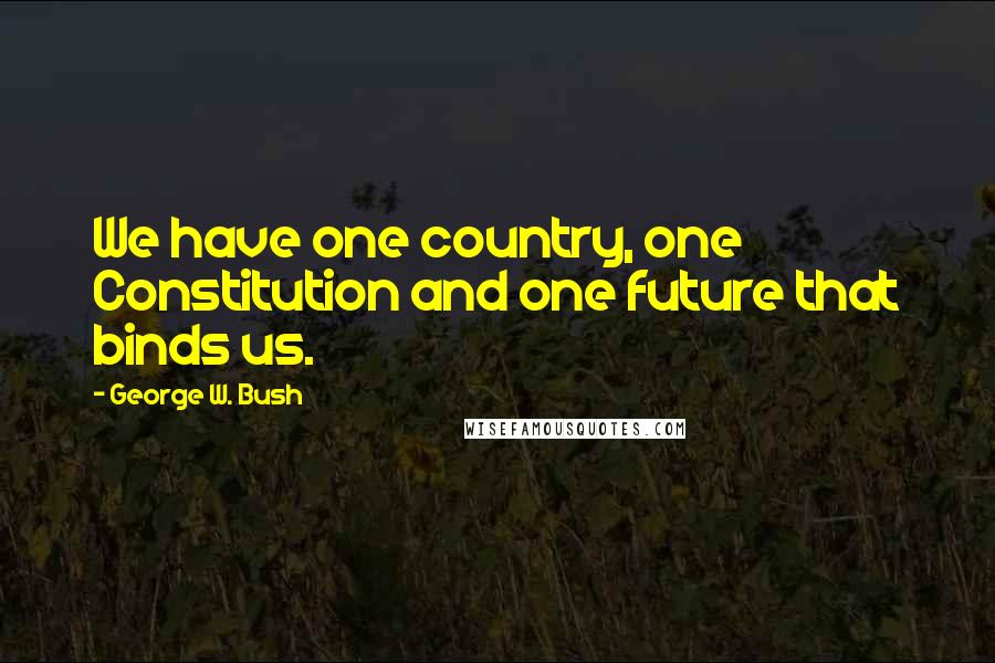 George W. Bush Quotes: We have one country, one Constitution and one future that binds us.