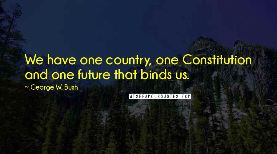 George W. Bush Quotes: We have one country, one Constitution and one future that binds us.