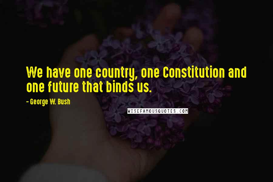 George W. Bush Quotes: We have one country, one Constitution and one future that binds us.