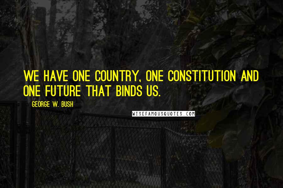 George W. Bush Quotes: We have one country, one Constitution and one future that binds us.