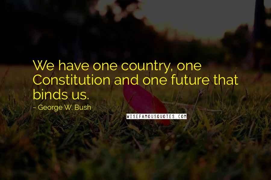 George W. Bush Quotes: We have one country, one Constitution and one future that binds us.