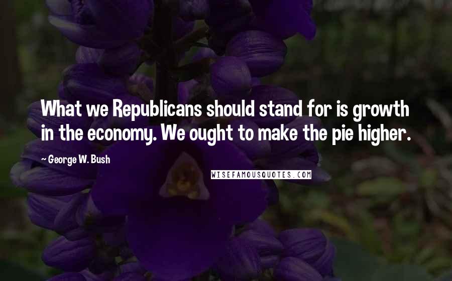 George W. Bush Quotes: What we Republicans should stand for is growth in the economy. We ought to make the pie higher.