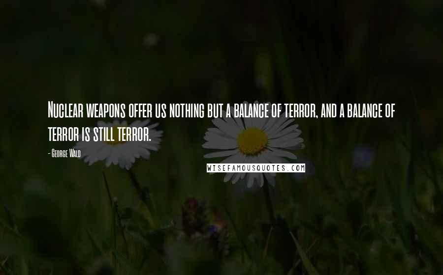 George Wald Quotes: Nuclear weapons offer us nothing but a balance of terror, and a balance of terror is still terror.