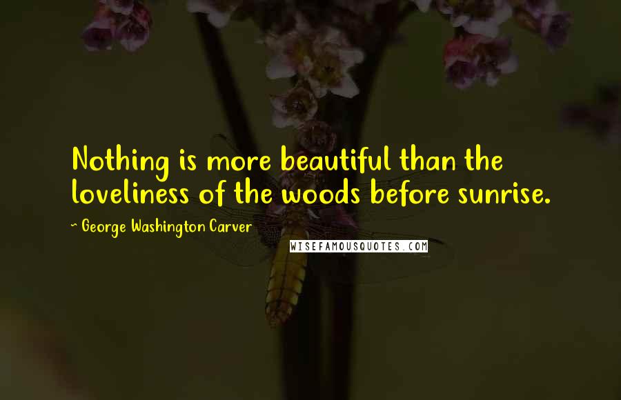 George Washington Carver Quotes: Nothing is more beautiful than the loveliness of the woods before sunrise.