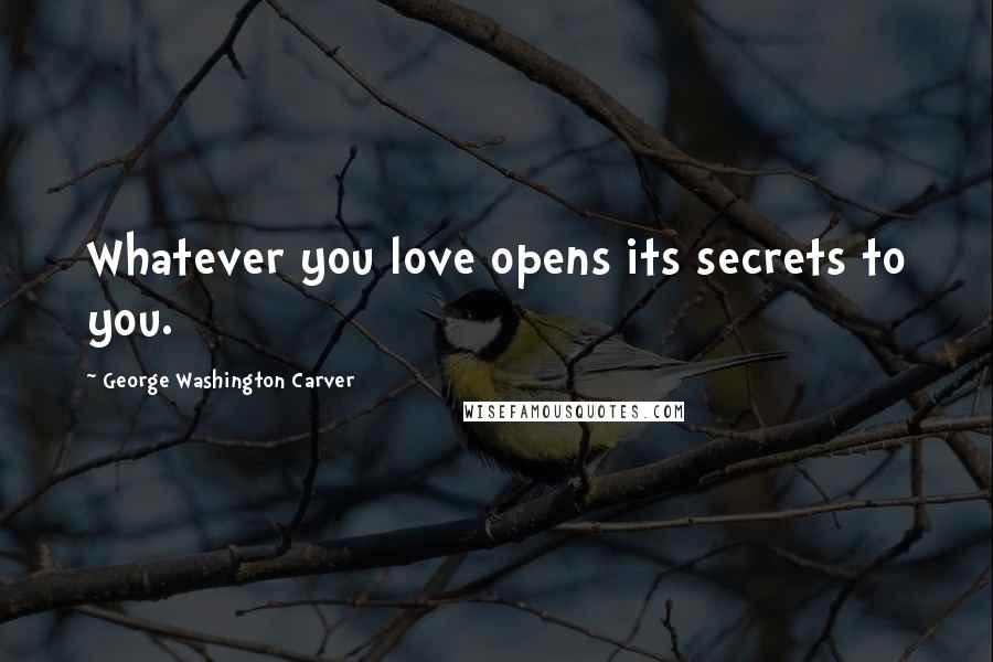 George Washington Carver Quotes: Whatever you love opens its secrets to you.
