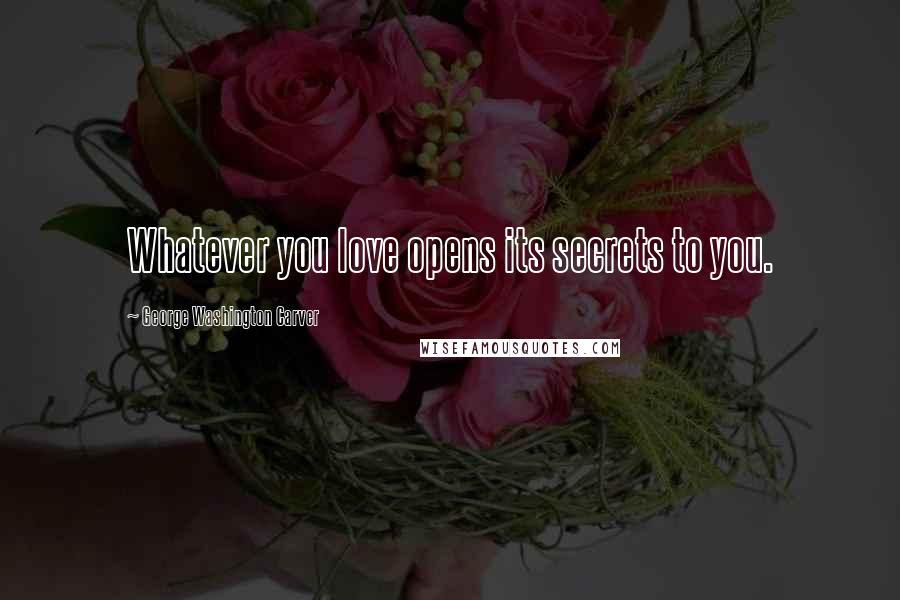 George Washington Carver Quotes: Whatever you love opens its secrets to you.