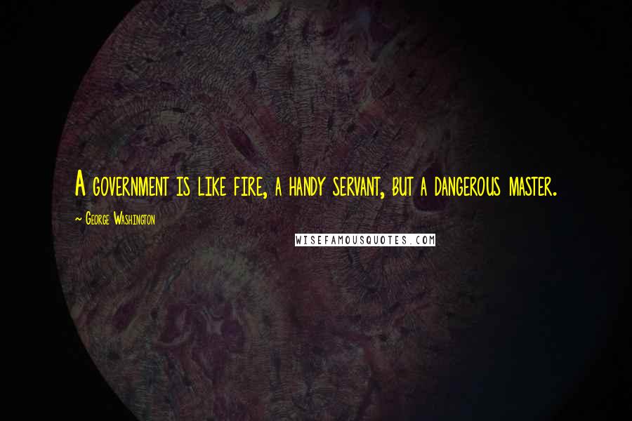 George Washington Quotes: A government is like fire, a handy servant, but a dangerous master.