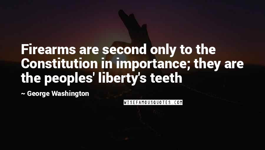 George Washington Quotes: Firearms are second only to the Constitution in importance; they are the peoples' liberty's teeth