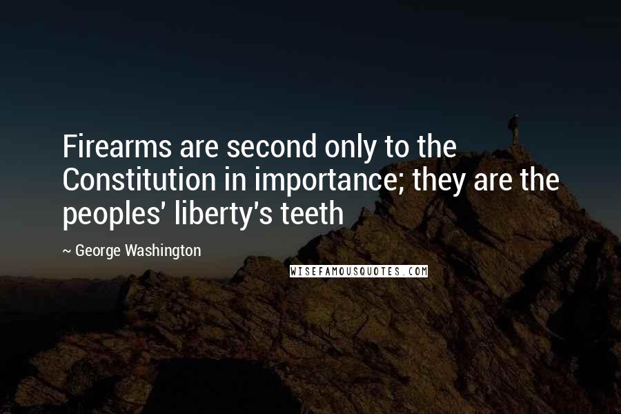 George Washington Quotes: Firearms are second only to the Constitution in importance; they are the peoples' liberty's teeth