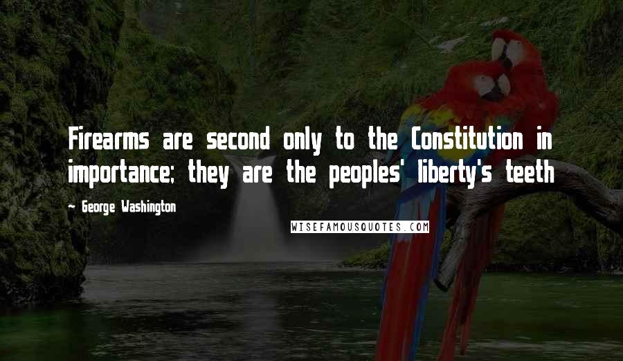 George Washington Quotes: Firearms are second only to the Constitution in importance; they are the peoples' liberty's teeth